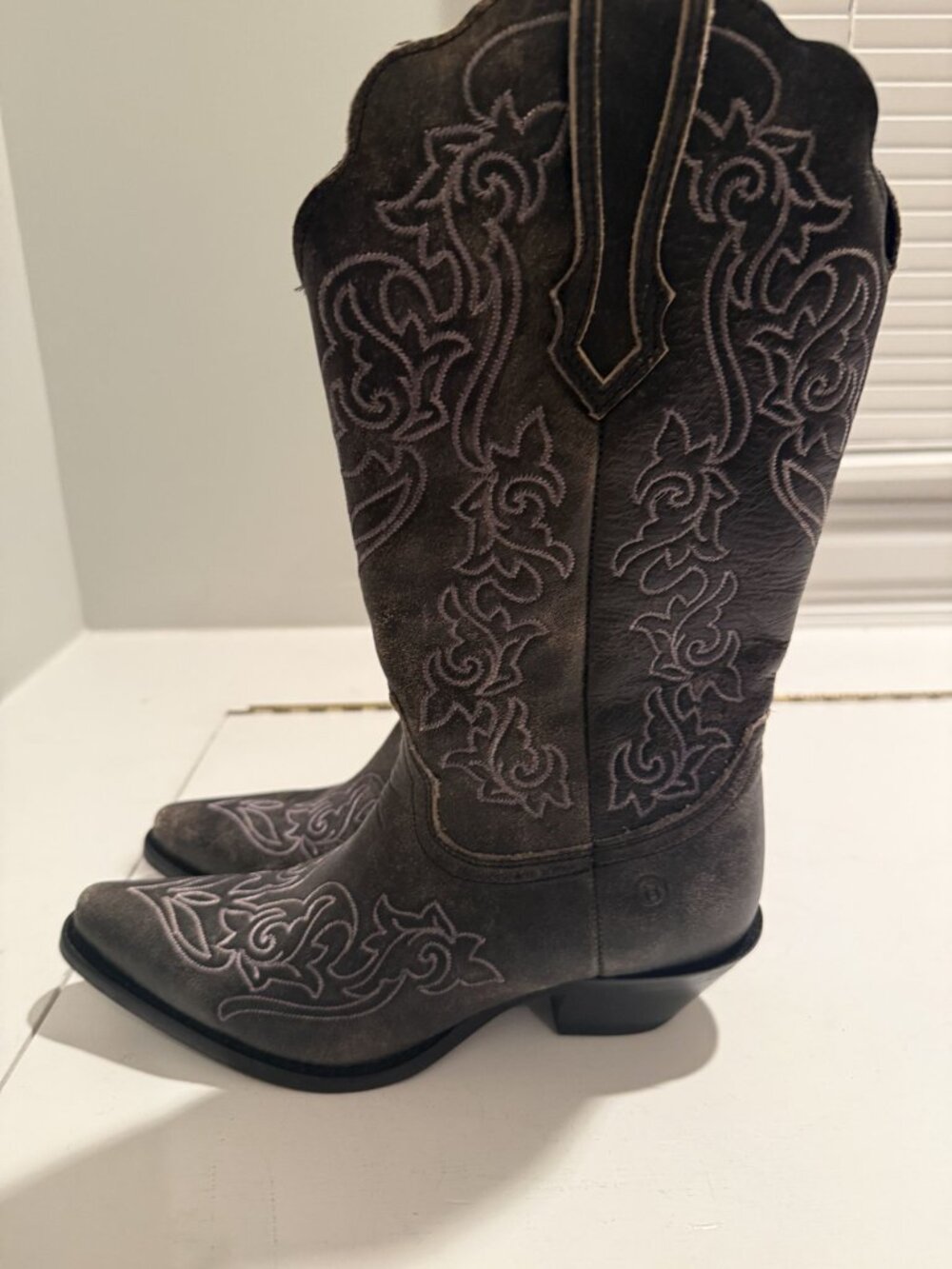 Dingo Flirty N Fun Western Boot Grey Leather Size Womens 7 [jb] - Picture 15 of 16